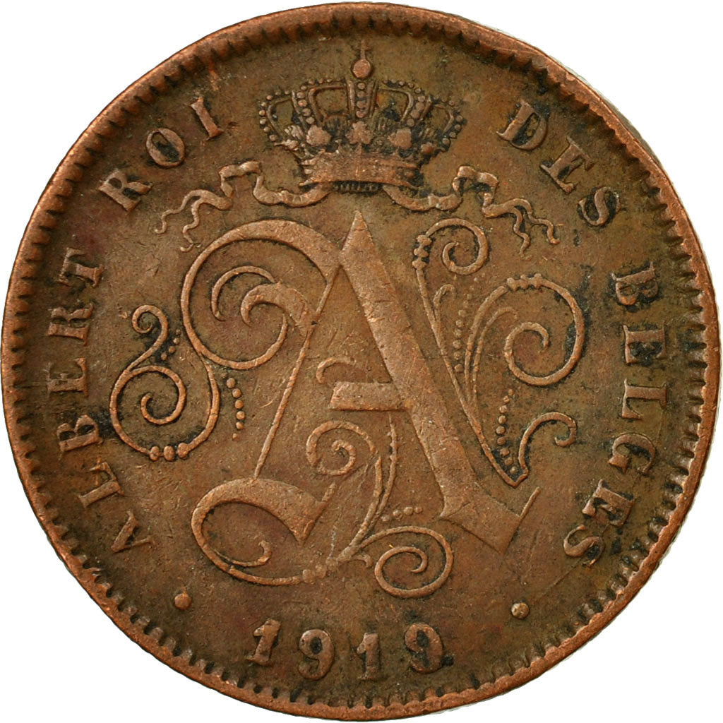 Coin, Belgium, Albert I, 2 Centimes, 1919, EF(40-45), Copper, KM:64