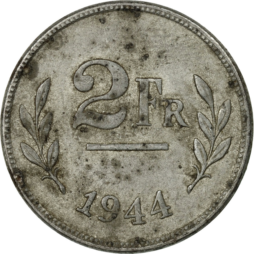 Monnaie, Belgique, 2 Francs, 2 Frank, 1944, TB, Zinc Coated Steel, KM:133