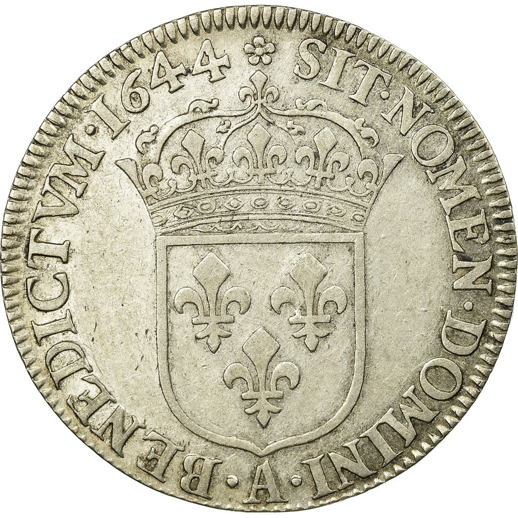 Monnaie, France, Louis XIV, 1/4 Écu à la mèche courte, 1/4 Ecu, 1644, Paris