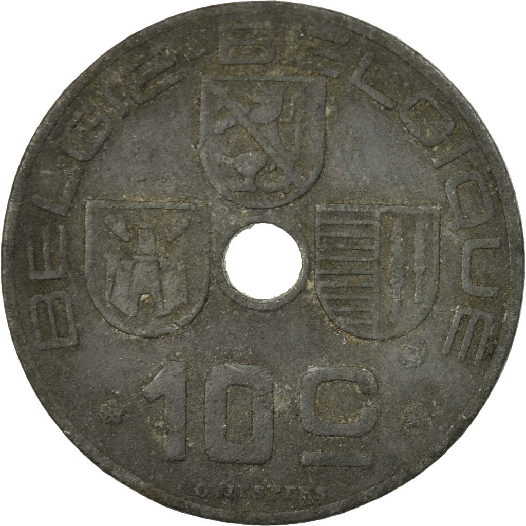 Monnaie, Belgique, 10 Centimes, 1944, B+, Zinc, KM:126