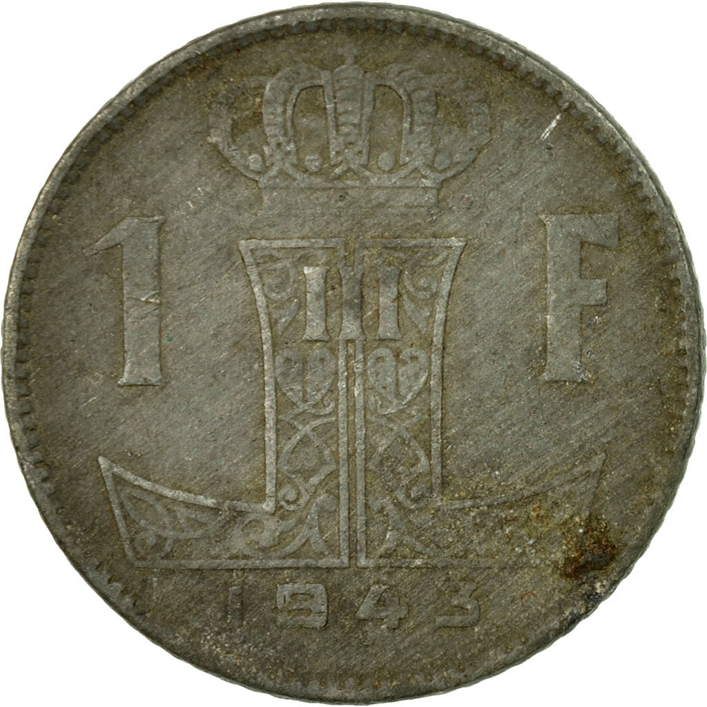 Coin, Belgium, Franc, 1943, VF(30-35), Zinc, KM:128