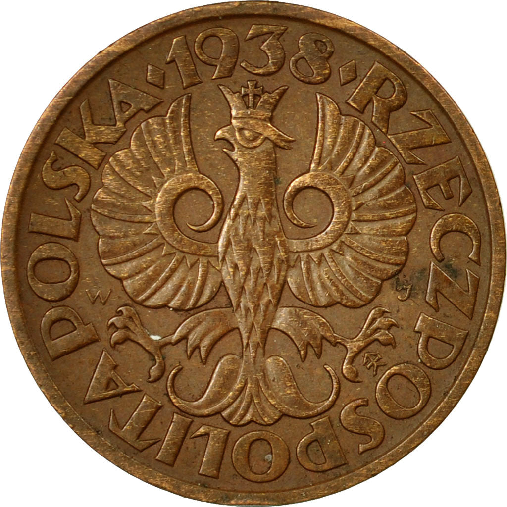 Coin, Poland, 2 Grosze, 1938, Warsaw, EF(40-45), Bronze, KM:9a