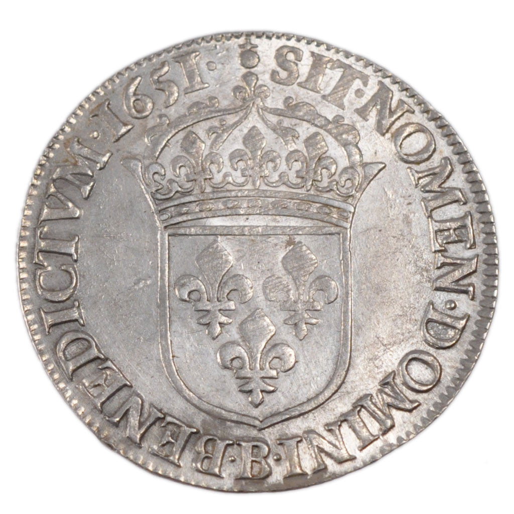 Munten, Frankrijk, Louis XIV, 1/2 Écu à la mèche longue, 1/2 Ecu, 1651