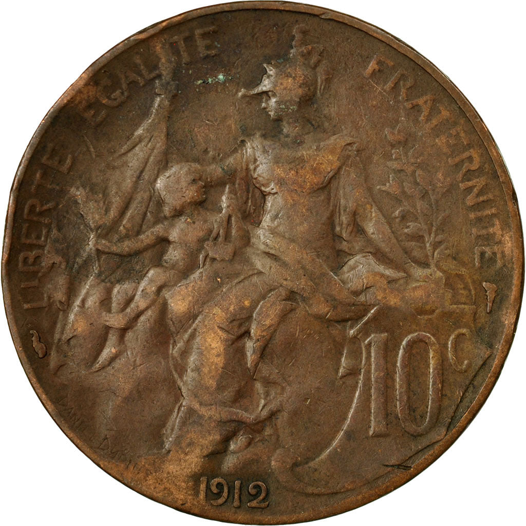 Moneta, Francia, Dupuis, 10 Centimes, 1912, Paris, BB, Bronzo, KM:843, Le