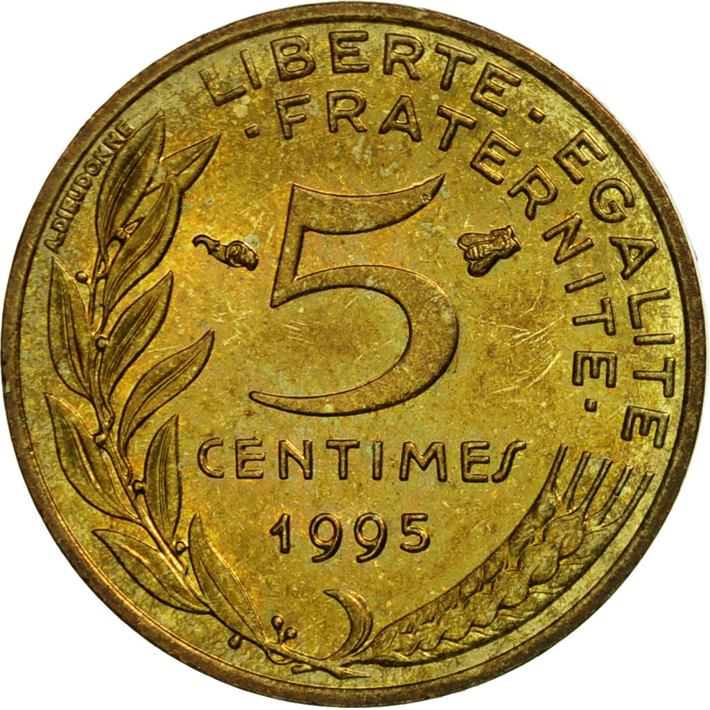 Coin, France, Marianne, 5 Centimes, 1995, Paris, EF(40-45), Aluminum-Bronze