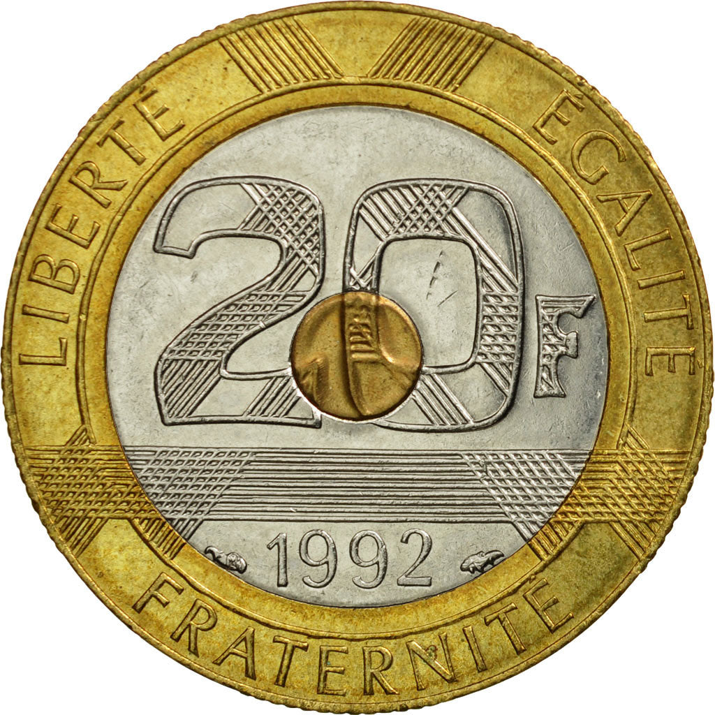 Coin, France, Mont Saint Michel, 20 Francs, 1992, Paris, EF(40-45)