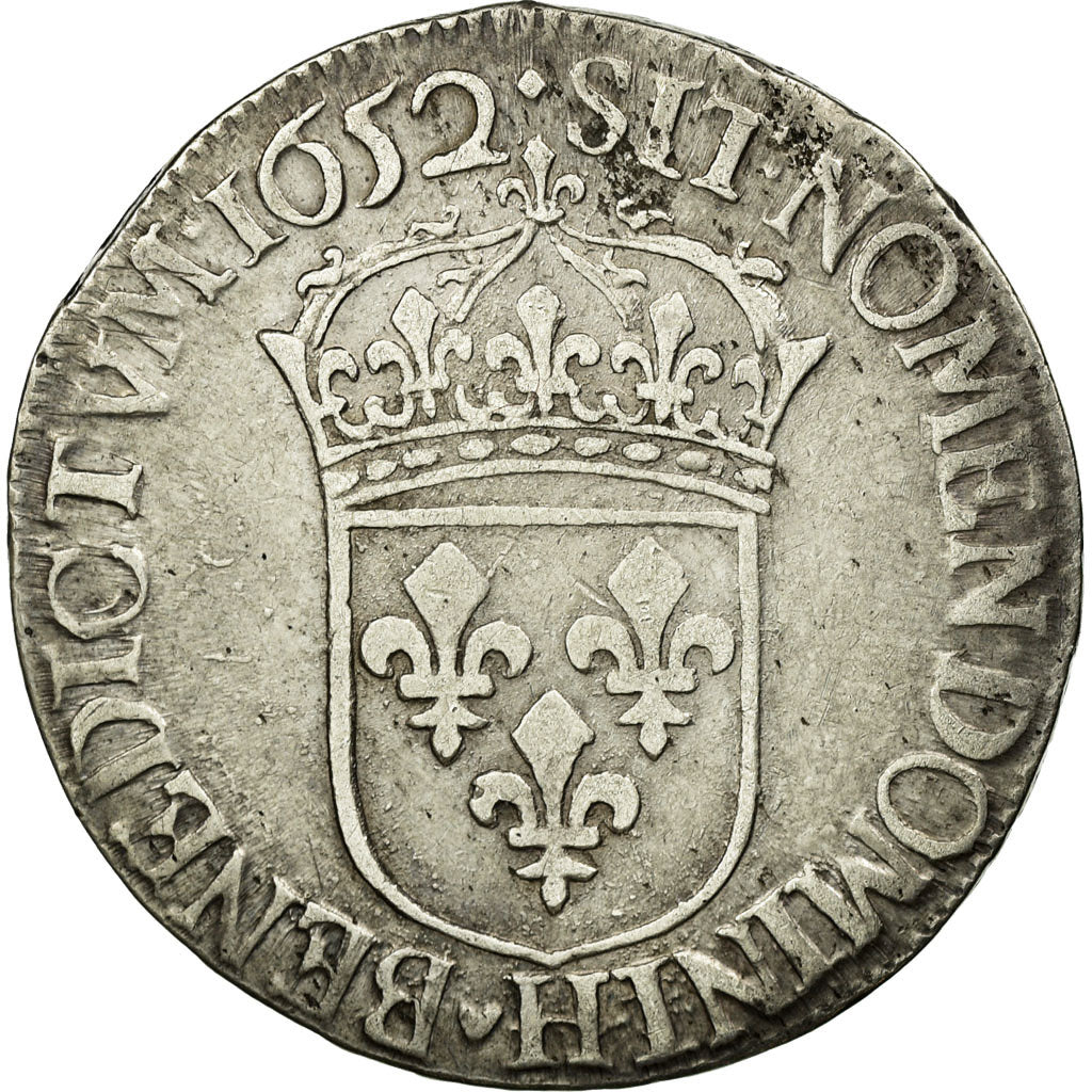Münze, Frankreich, Louis XIV, 1/2 Écu à la mèche longue, 1/2 Ecu, 1652, La