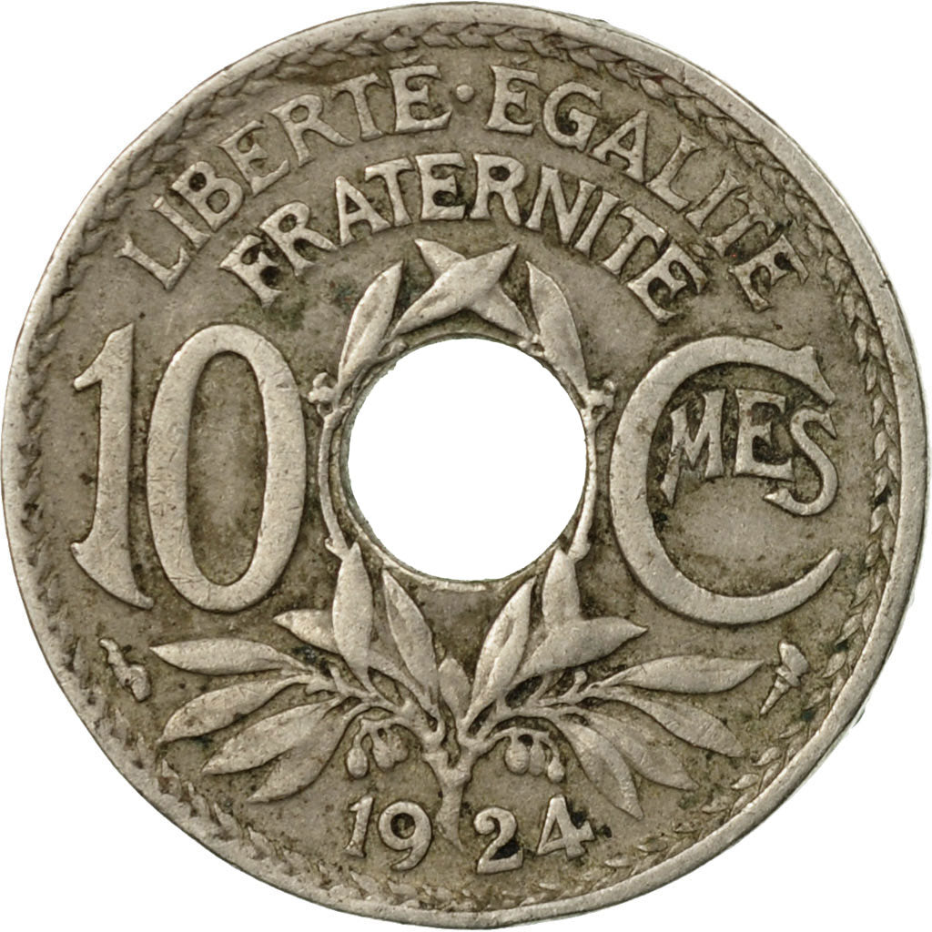 Moneta, Francja, Lindauer, 10 Centimes, 1924, Paris, VF(30-35), Miedź-Nikiel