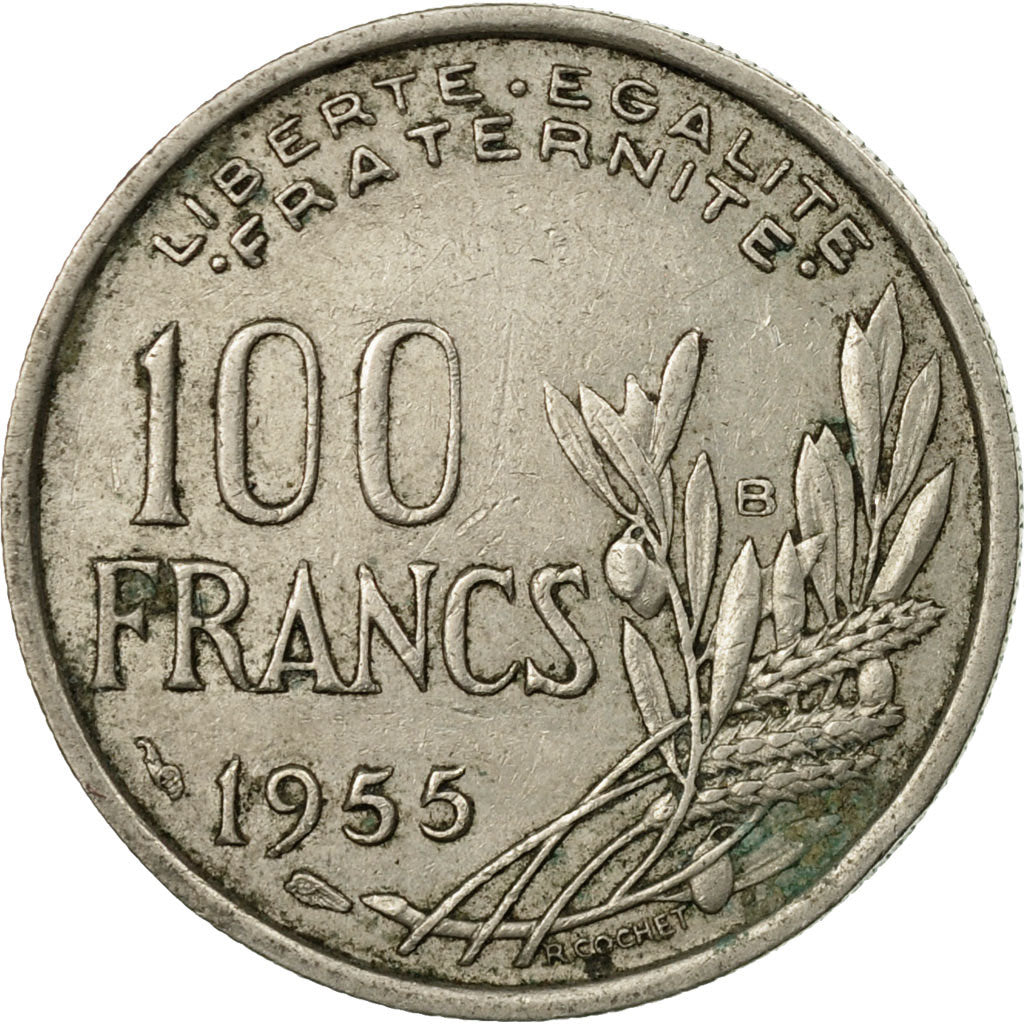 Coin, France, Cochet, 100 Francs, 1955, Paris, EF(40-45), Copper-nickel