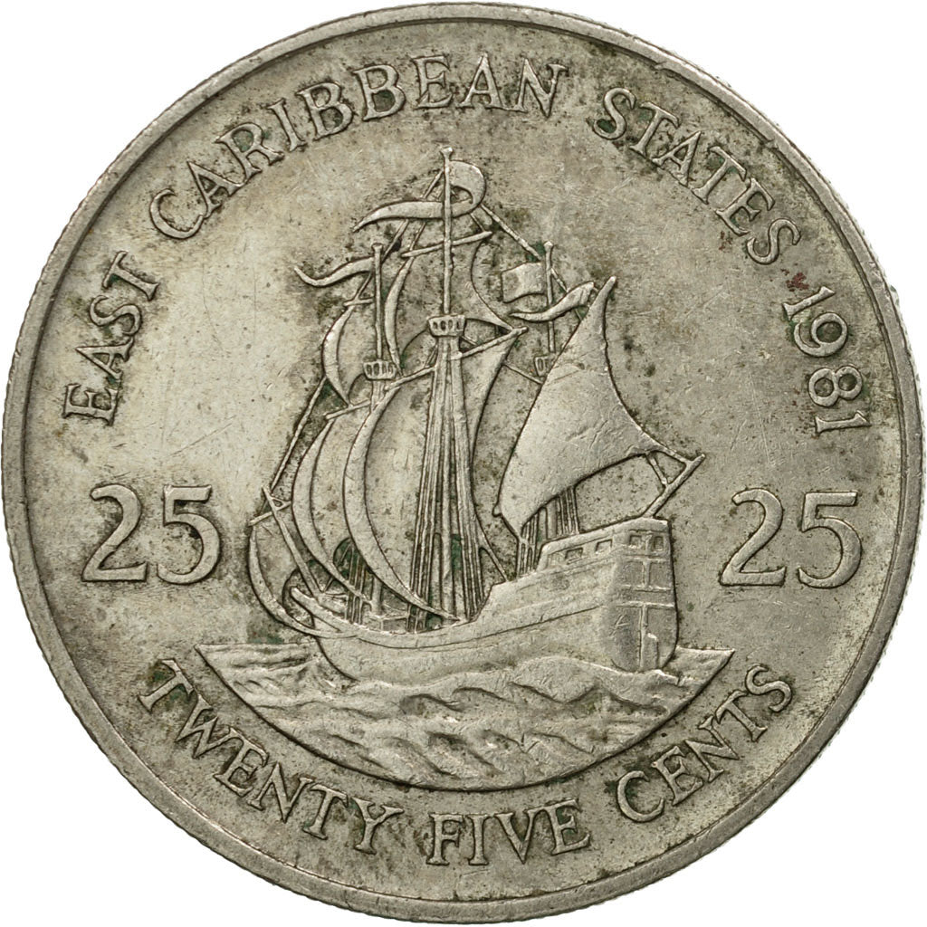 Münze, Osten Karibik Staaten, Elizabeth II, 25 Cents, 1981, S+, Copper-nickel