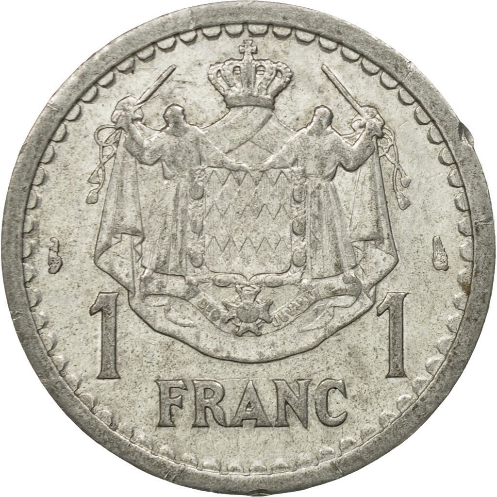 Münze, Monaco, Louis II, Franc, Undated (1943), Poissy, SS, Aluminium, KM:120