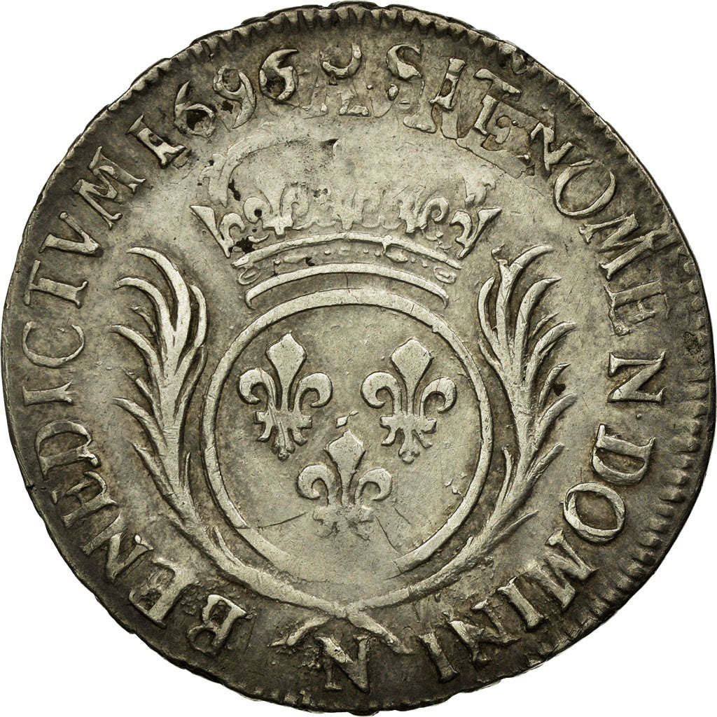 Munten, Frankrijk, Louis XIV, 1/2 Écu aux palmes, 1/2 Ecu, 1696, Montpellier