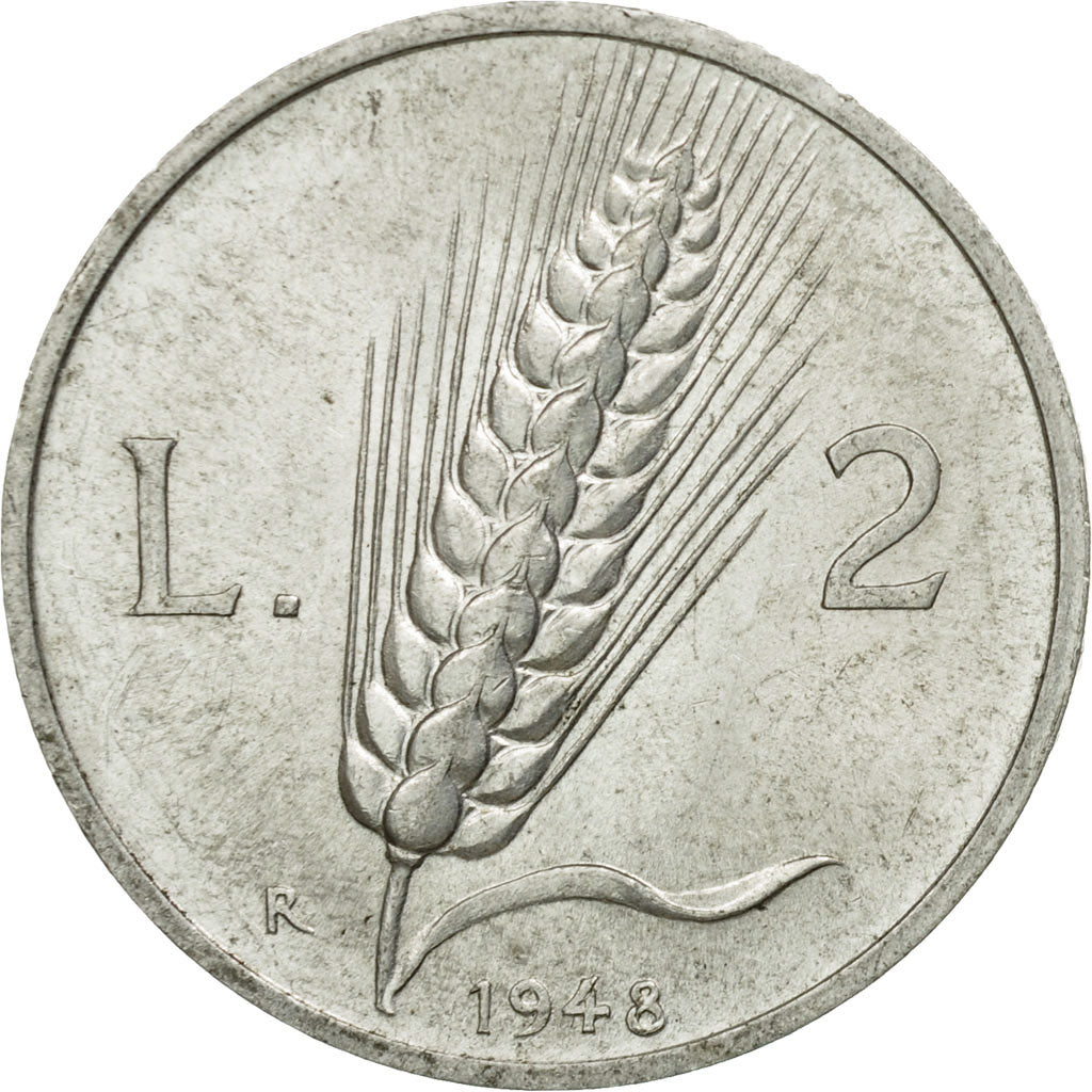 Coin, Italy, 2 Lire, 1948, Rome, AU(50-53), Aluminum, KM:88