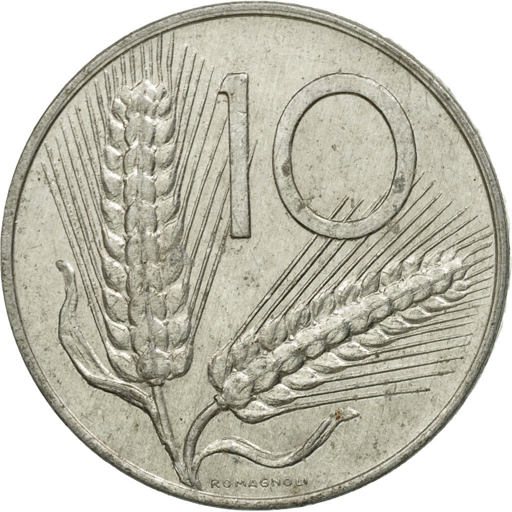 Coin, Italy, 10 Lire, 1976, Rome, VF(30-35), Aluminum, KM:93
