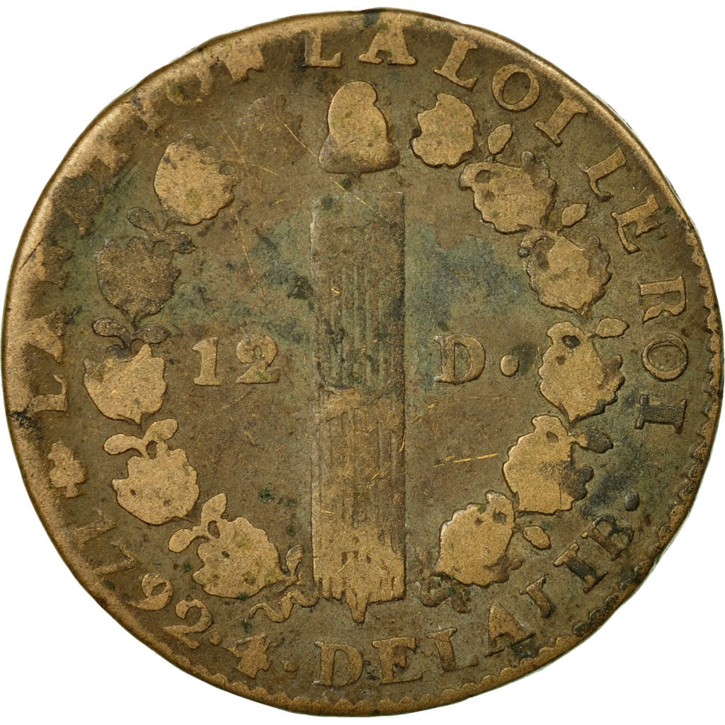Monnaie, France, 12 deniers françois, 12 Deniers, 1792, Paris, B+, Bronze
