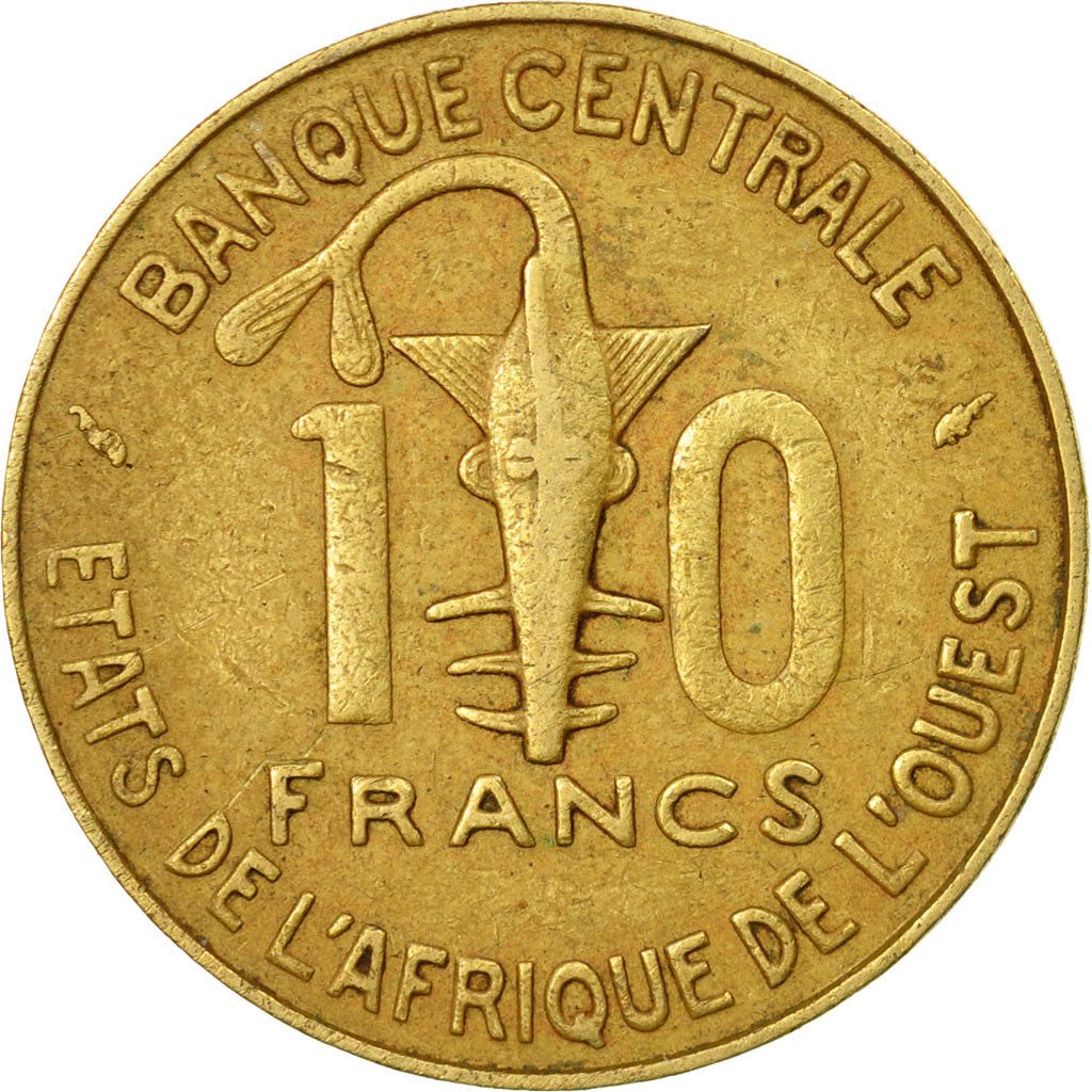 Monnaie, West African States, 10 Francs, 1989, Paris, TB+, Aluminum-Bronze