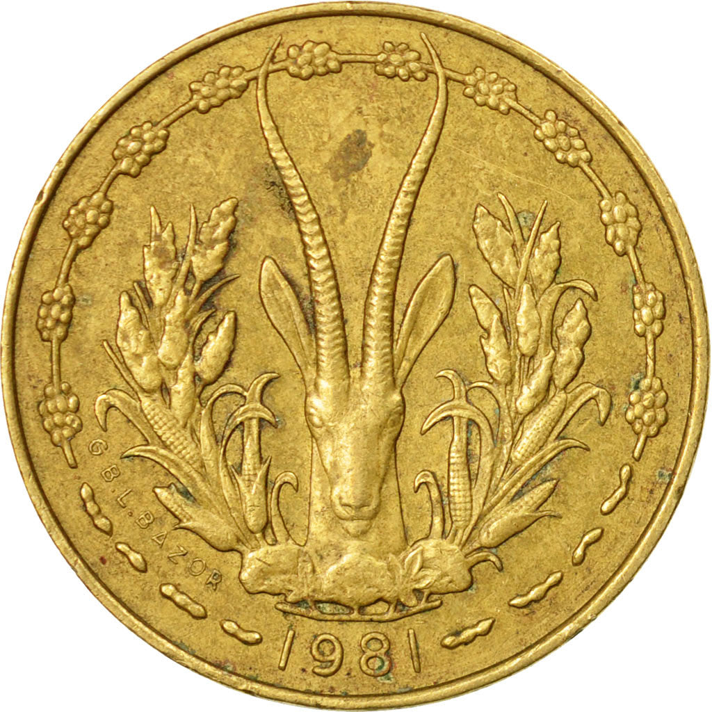 Coin, West African States, 5 Francs, 1981, Paris, EF(40-45)