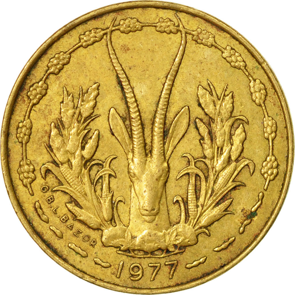 Coin, West African States, 5 Francs, 1977, Paris, EF(40-45)