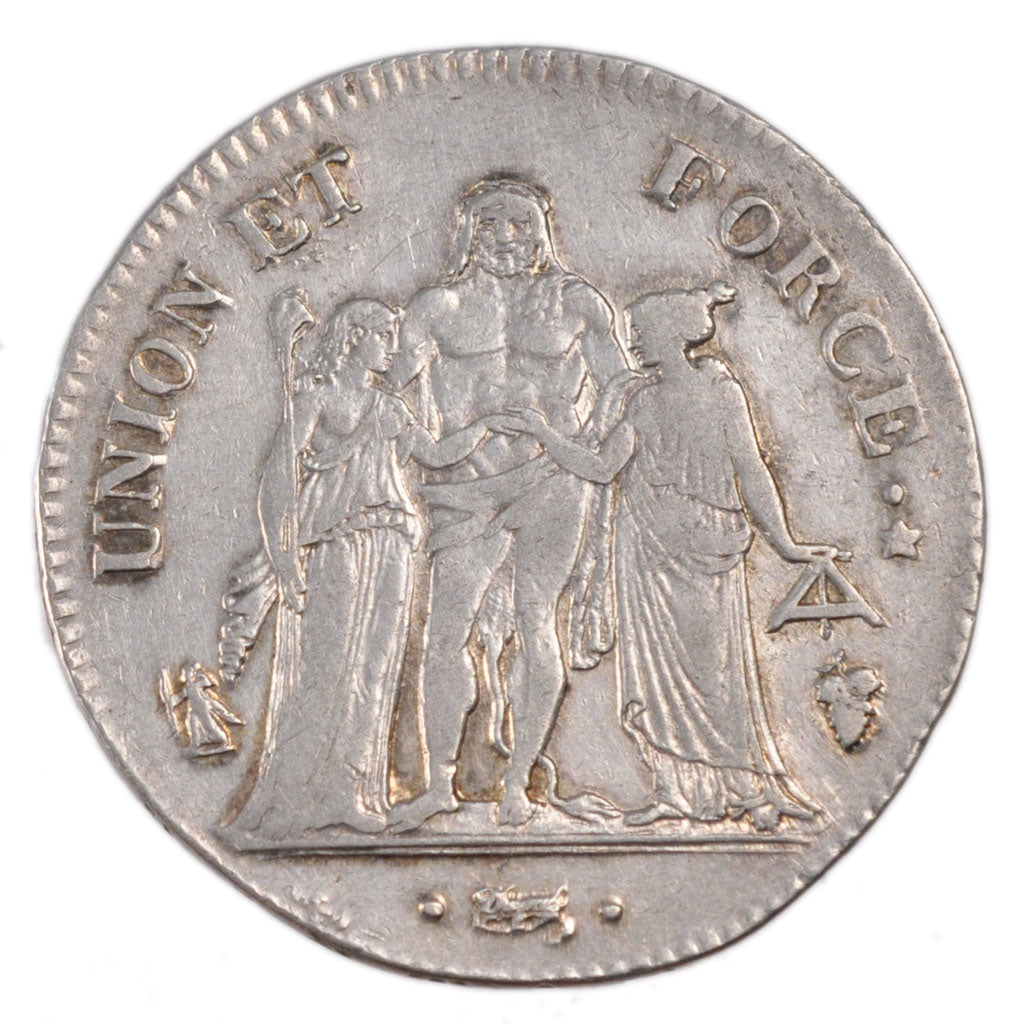 Francia, Union et Force, 5 Francs, 1800, Perpignan, BB, Argento, KM:639.8, Ga...