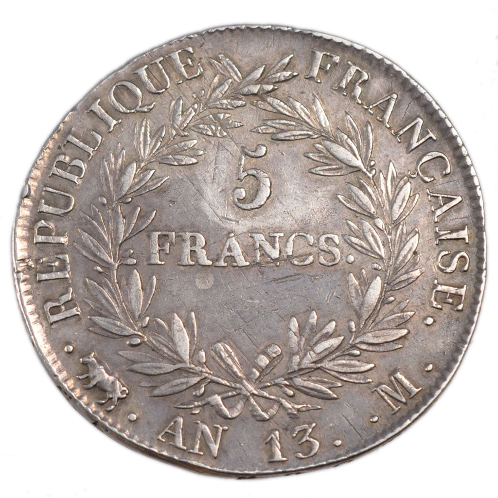 Francia, Napoléon I, 5 Francs, 1805, Toulouse, SPL-, Argento, KM:662.10, Gad...