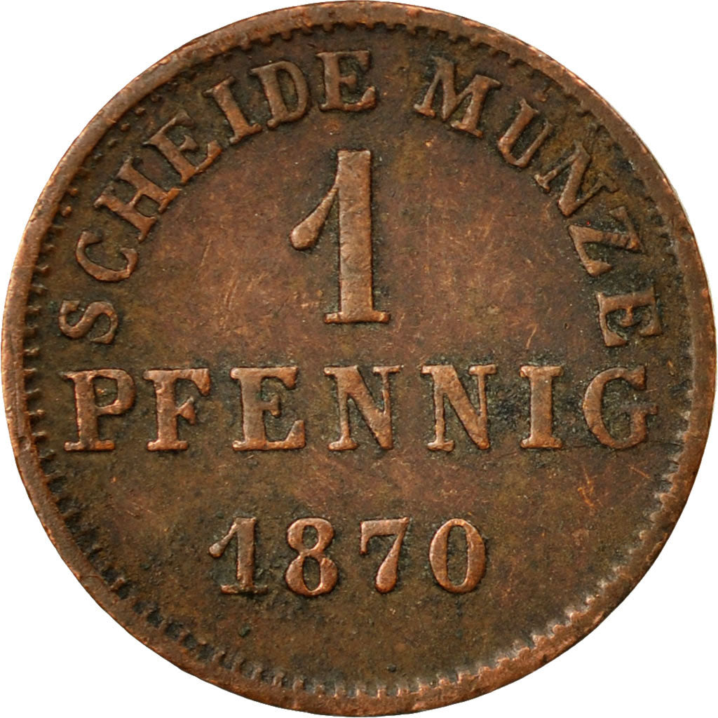 Moneda, Estados alemanes, HESSE-DARMSTADT, Ludwig III, Pfennig, 1870, MBC+