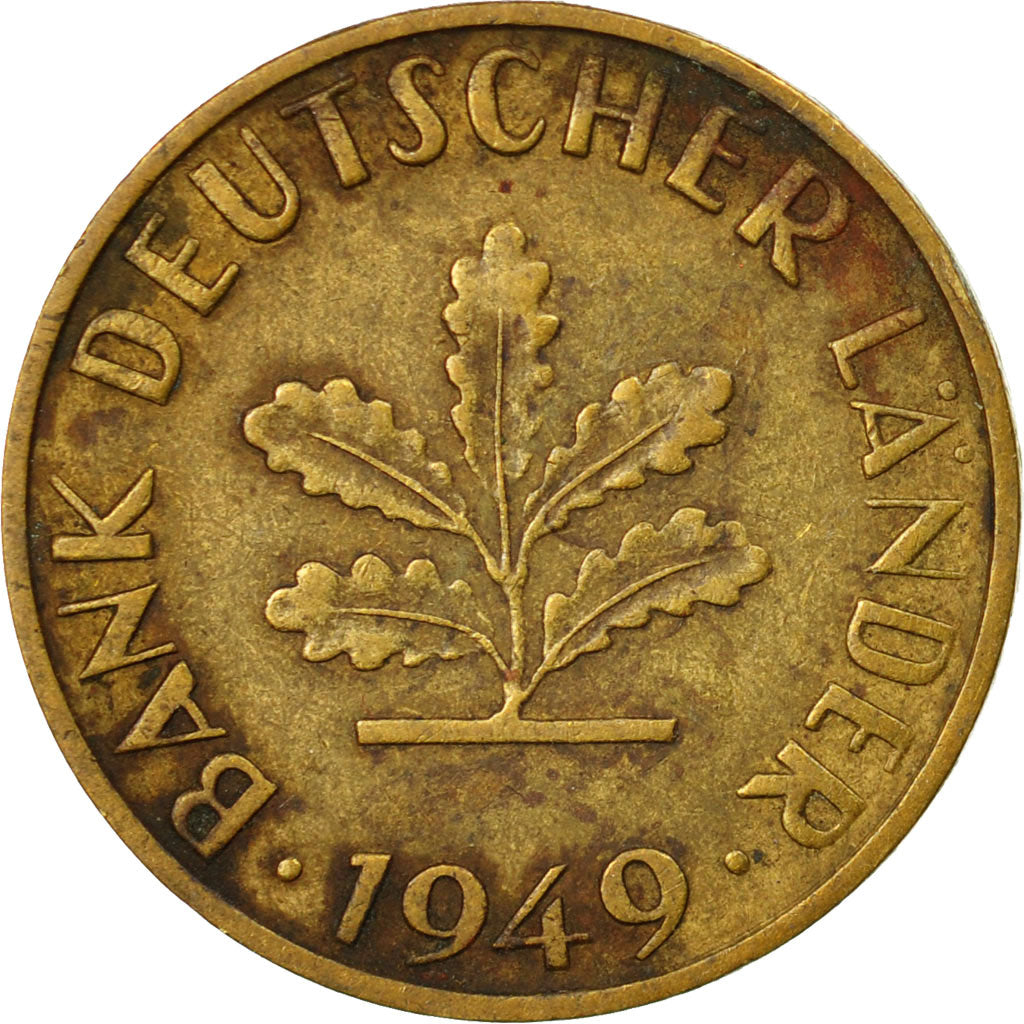 Münze, Bundesrepublik Deutschland, 10 Pfennig, 1949, Stuttgart, S+, Brass Clad