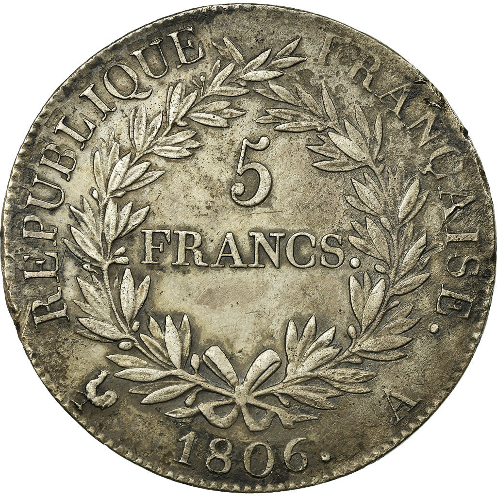 Münze, Frankreich, Napoléon I, 5 Francs, 1806, Paris, SS+, Silber, KM:673.1