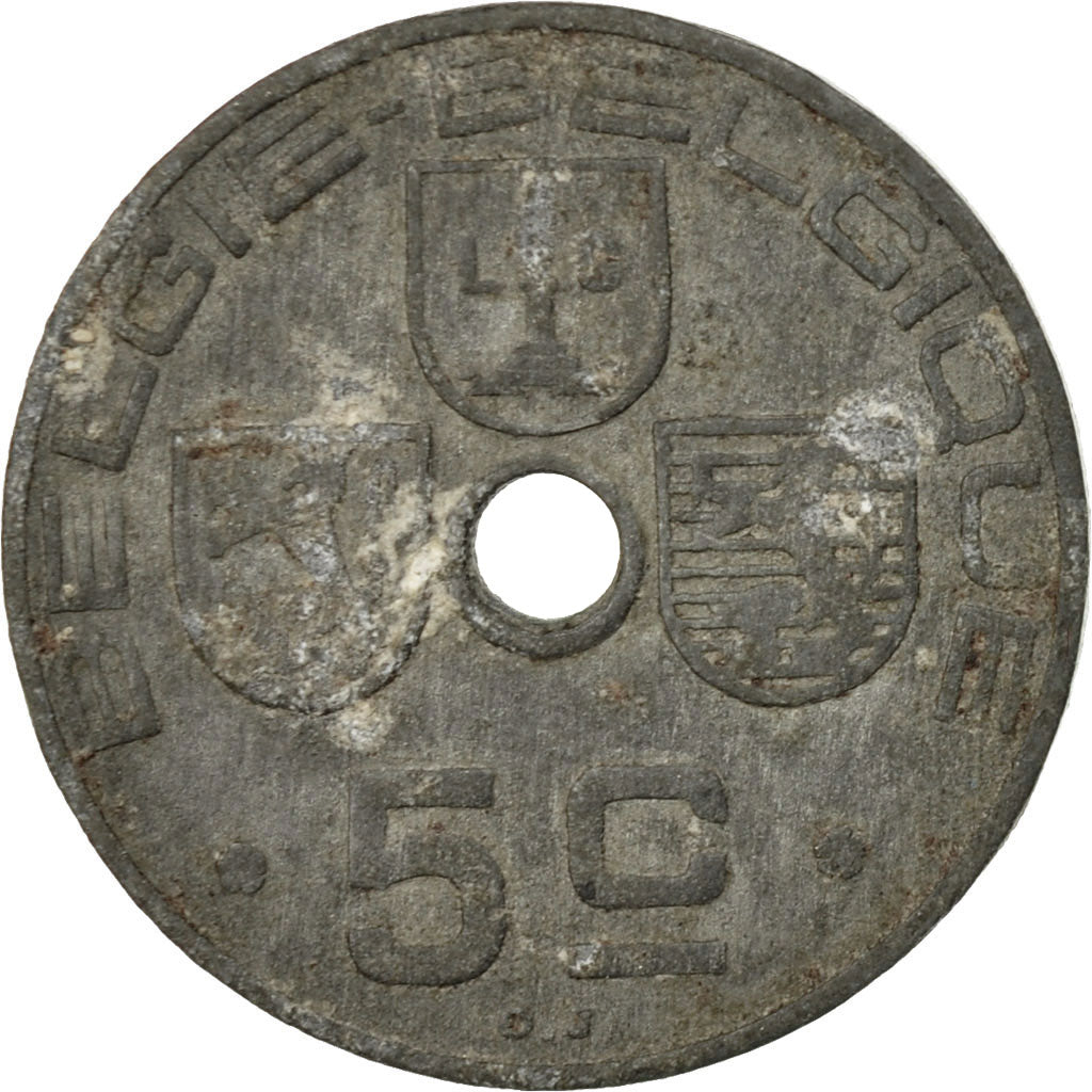 Coin, Belgium, 5 Centimes, 1942, EF(40-45), Zinc, KM:124