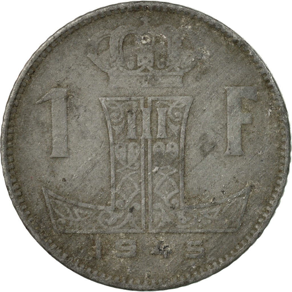 Coin, Belgium, Franc, 1945, VF(30-35), Zinc, KM:128