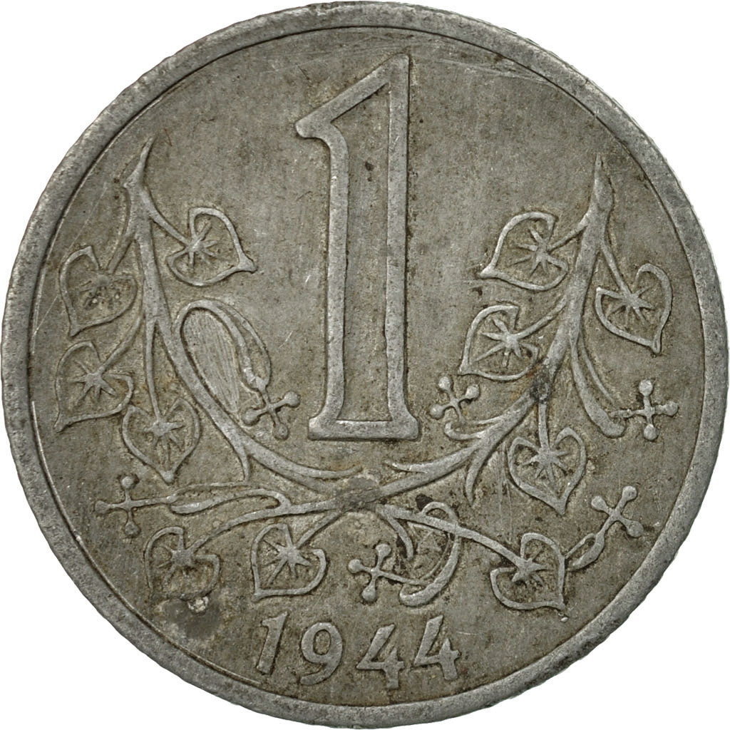 Coin, BOHEMIA & MORAVIA, Koruna, 1944, EF(40-45), Zinc, KM:4