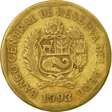 Coin, Peru, 10 Centimos, 1993, Lima, EF(40-45), Brass, KM:305.1