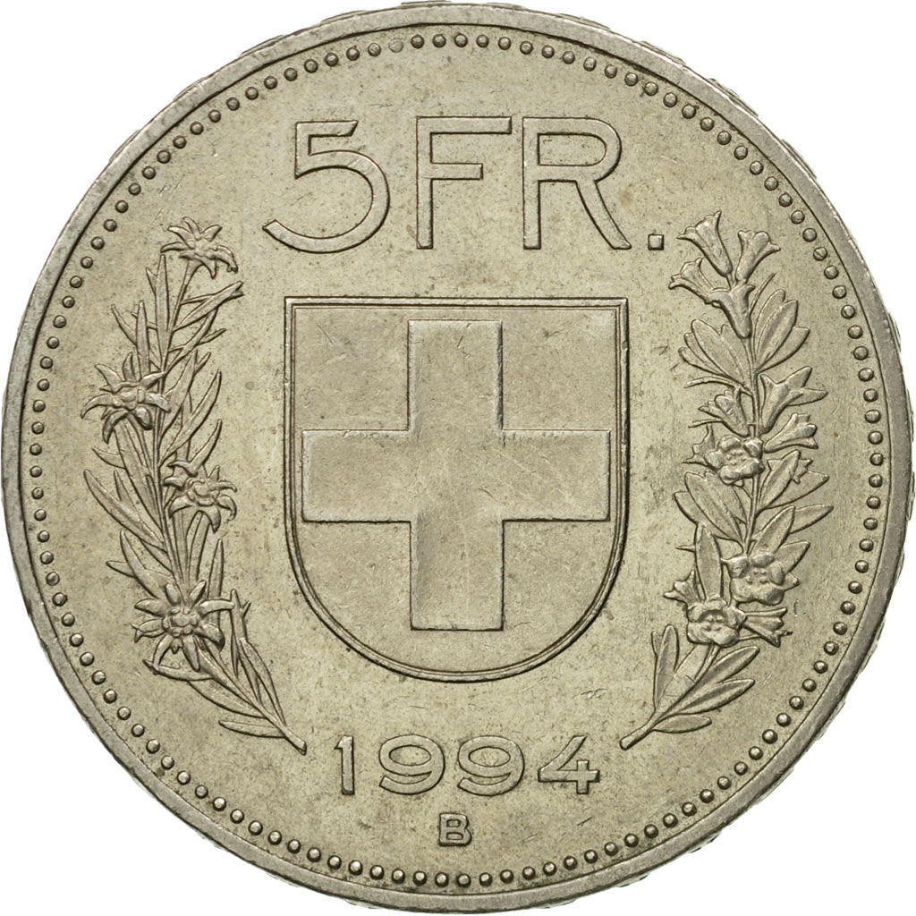 Münze, Schweiz, 5 Francs, 1994, Bern, SS, Copper-nickel, KM:40a.4