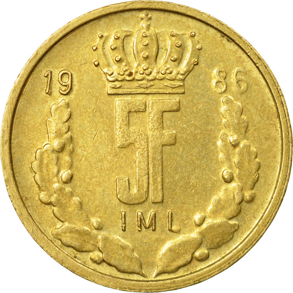 Coin, Luxembourg, Jean, 5 Francs, 1985, EF(40-45), Aluminum-Bronze, KM:60.1