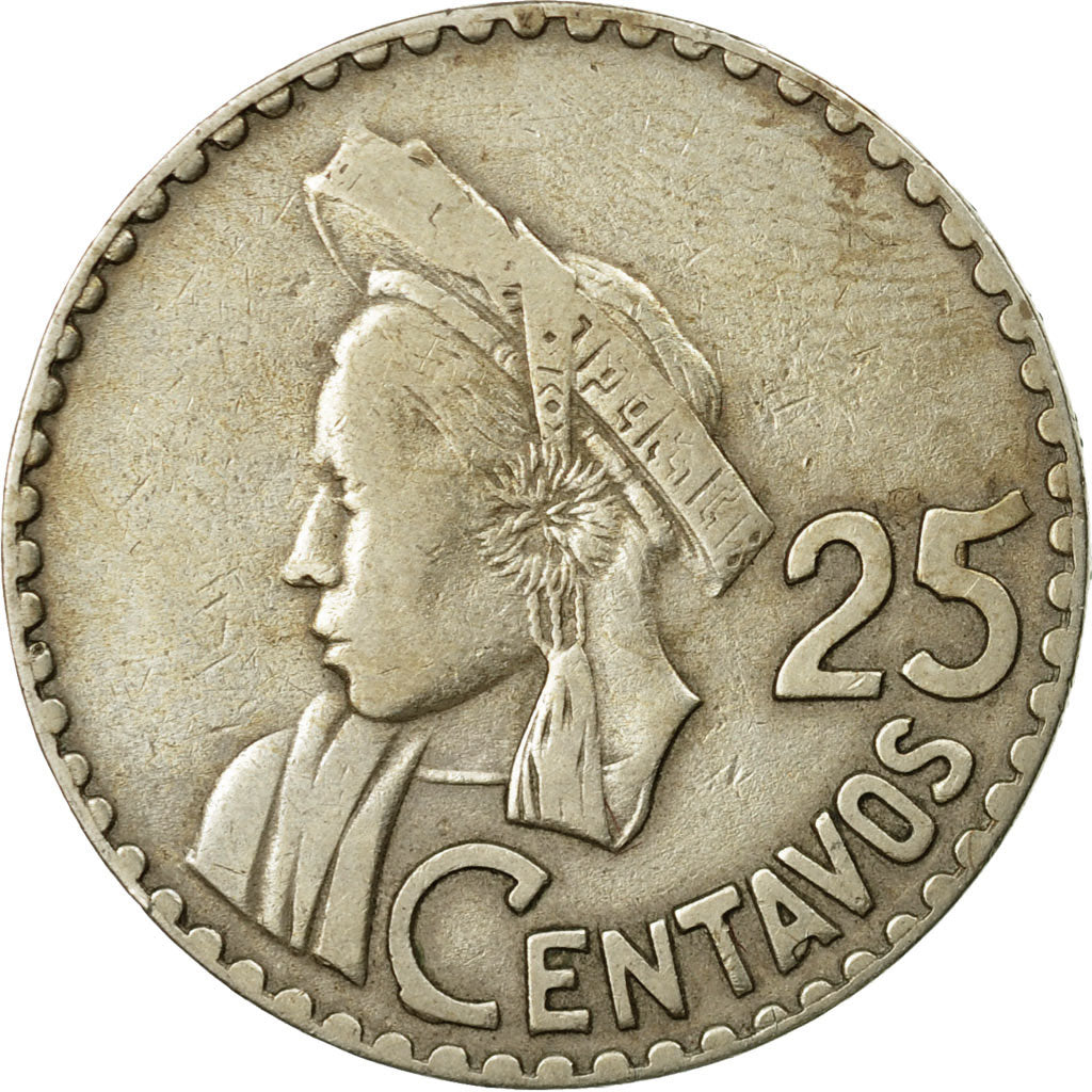Moneda, Guatemala, 25 Centavos, 1965, MBC, Cobre - níquel, KM:268