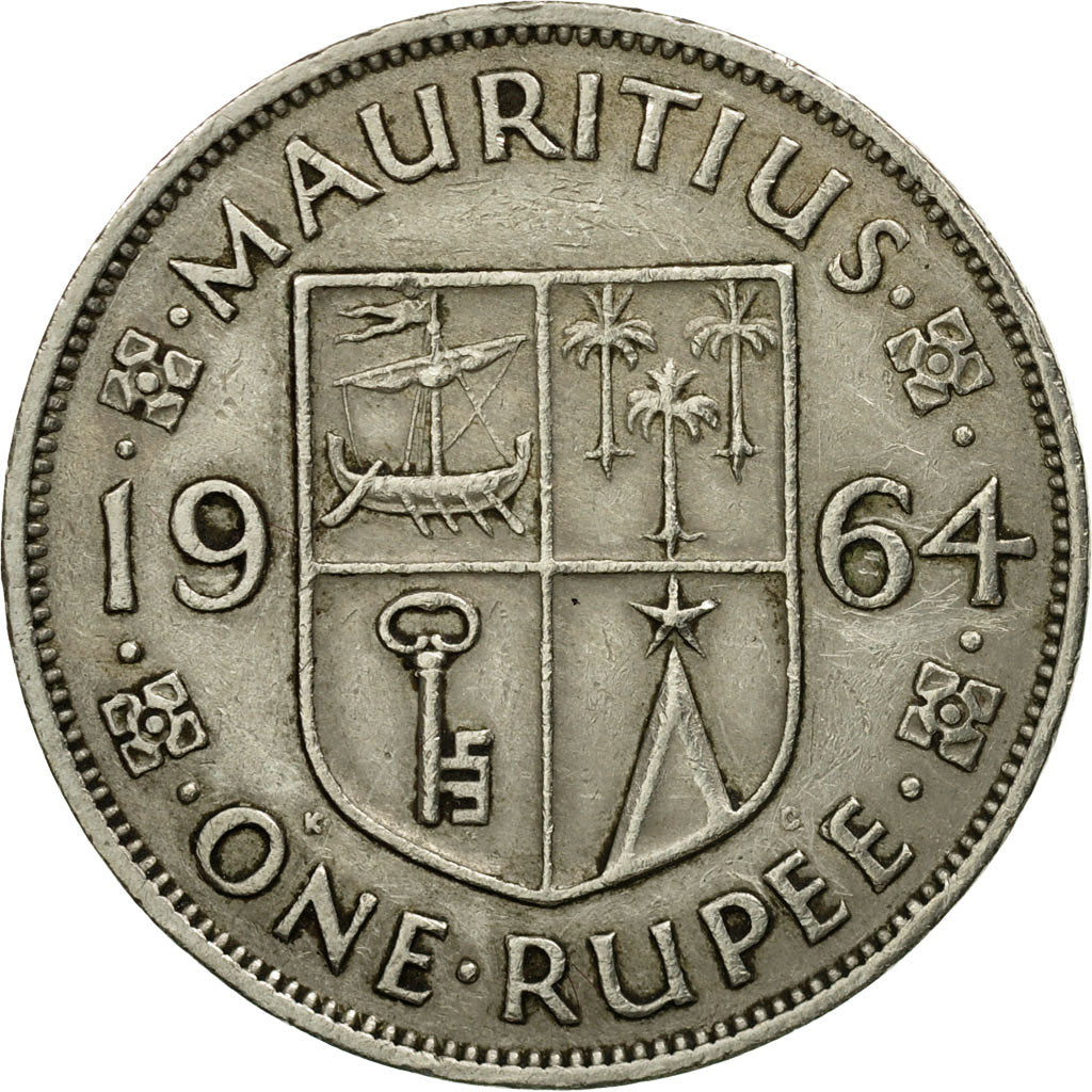 Coin, Mauritius, Elizabeth II, Rupee, 1964, EF(40-45), Copper-nickel, KM:35.1