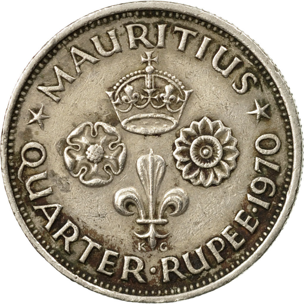 Coin, Mauritius, Elizabeth II, 1/4 Rupee, 1970, EF(40-45), Copper-nickel, KM:36