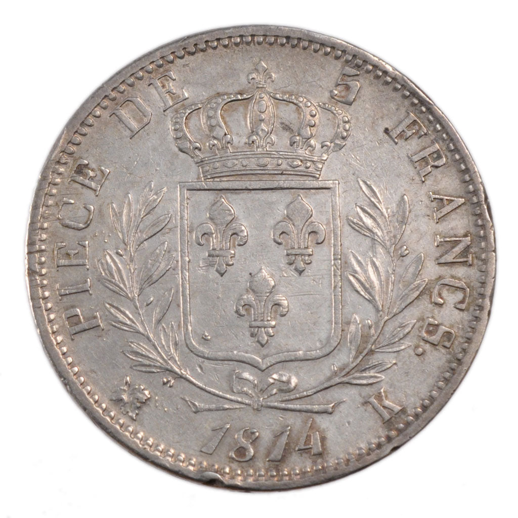 Francia, Louis XVIII, Louis XVIII, 5 Francs, 1814, Bordeaux, SPL-, Argento, G...
