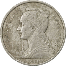 Coin, Réunion, 5 Francs, 1955, EF(40-45), Aluminum, KM:9