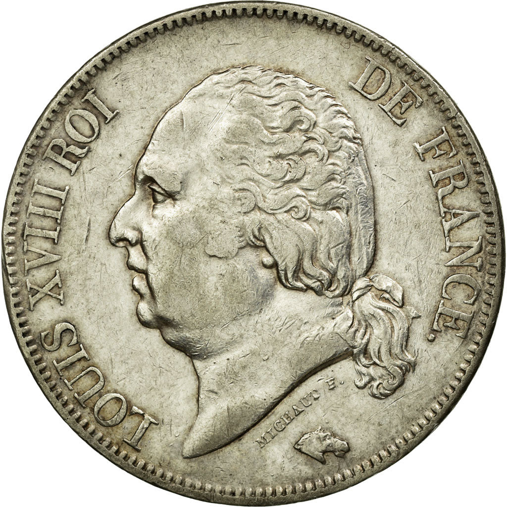 Moneta, Francja, Louis XVIII, Louis XVIII, 5 Francs, 1822, Paris, AU(50-53)
