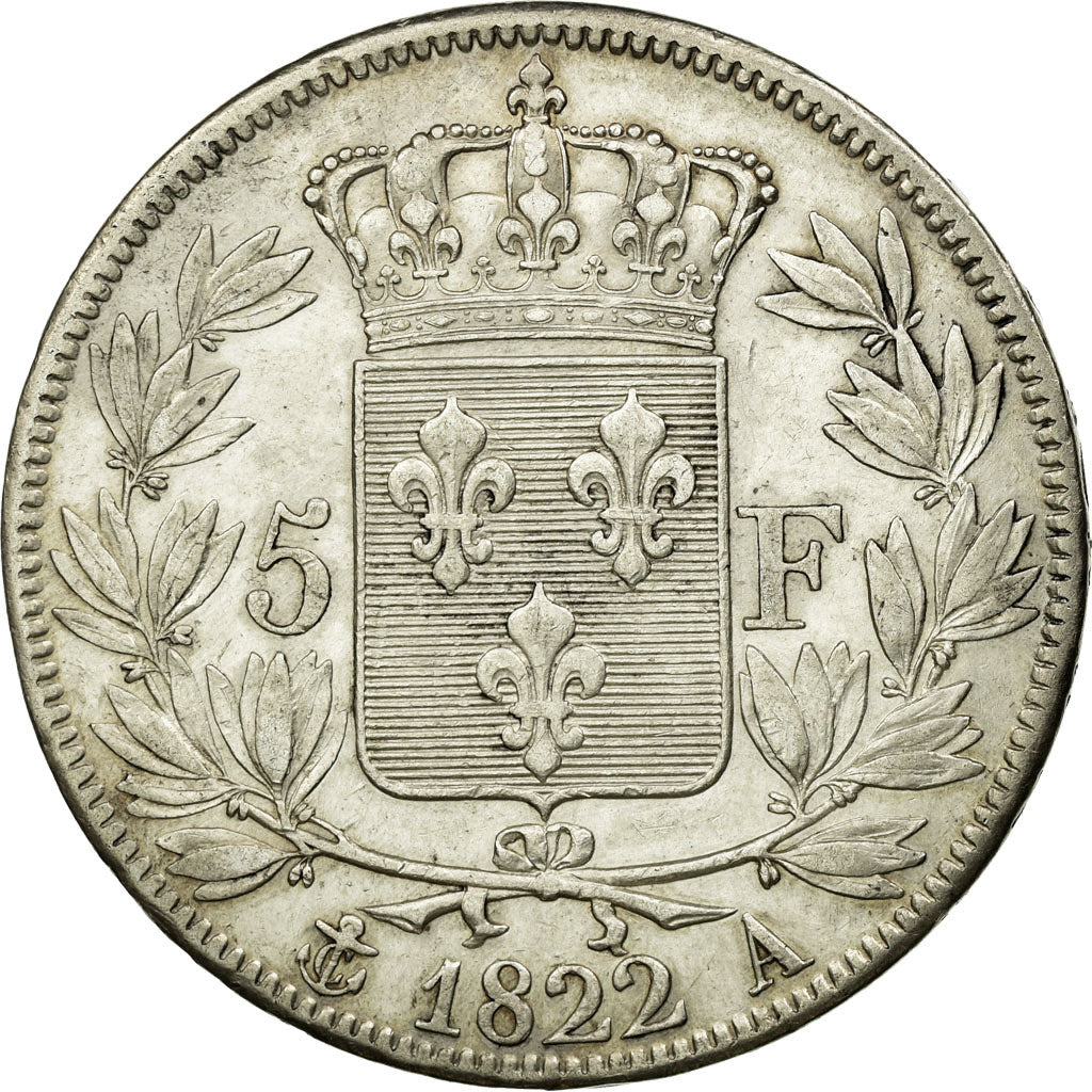 Moneta, Francja, Louis XVIII, Louis XVIII, 5 Francs, 1822, Paris, AU(50-53)