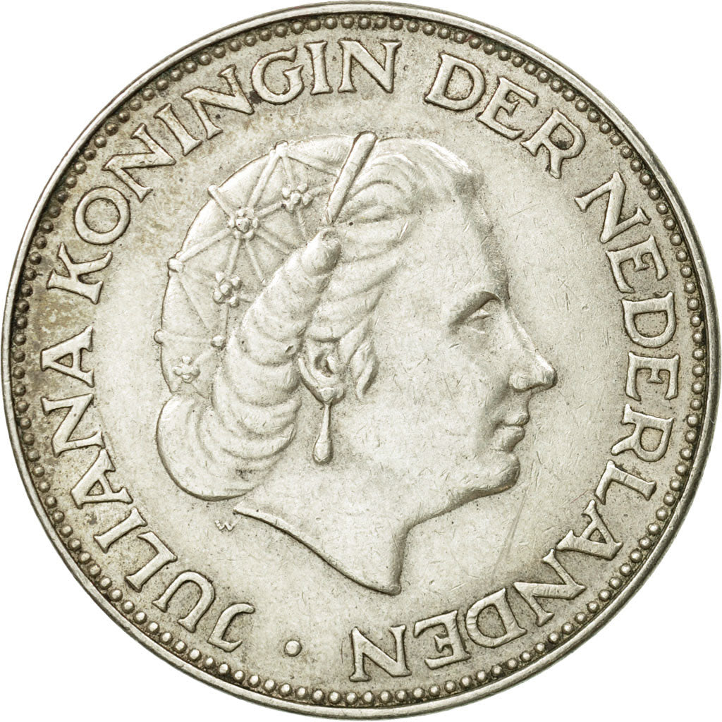 Coin, Netherlands, Juliana, 2-1/2 Gulden, 1963, EF(40-45), Silver, KM:185
