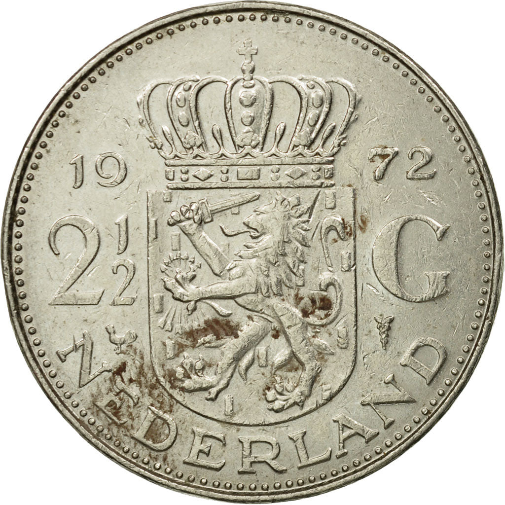 Münze, Niederlande, Juliana, 2-1/2 Gulden, 1972, S, Nickel, KM:191