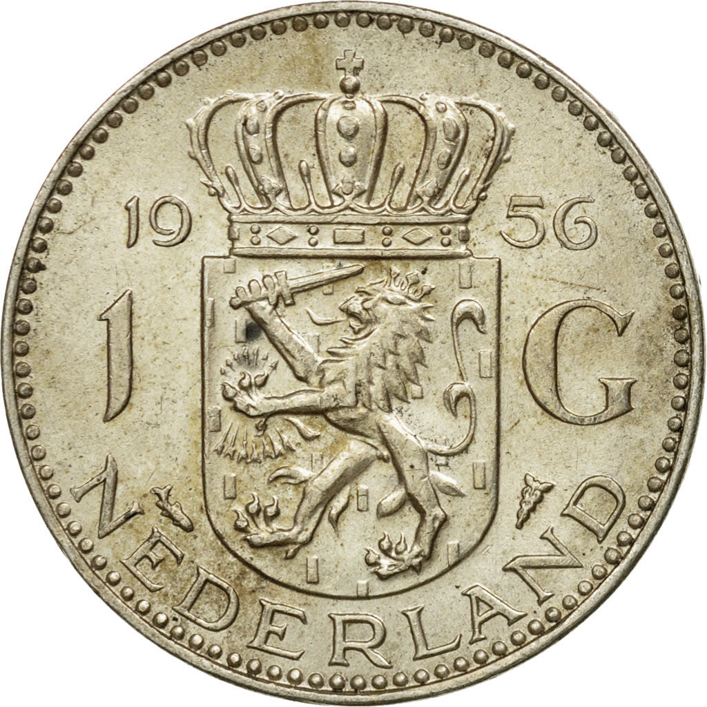 Coin, Netherlands, Juliana, Gulden, 1956, EF(40-45), Silver, KM:184