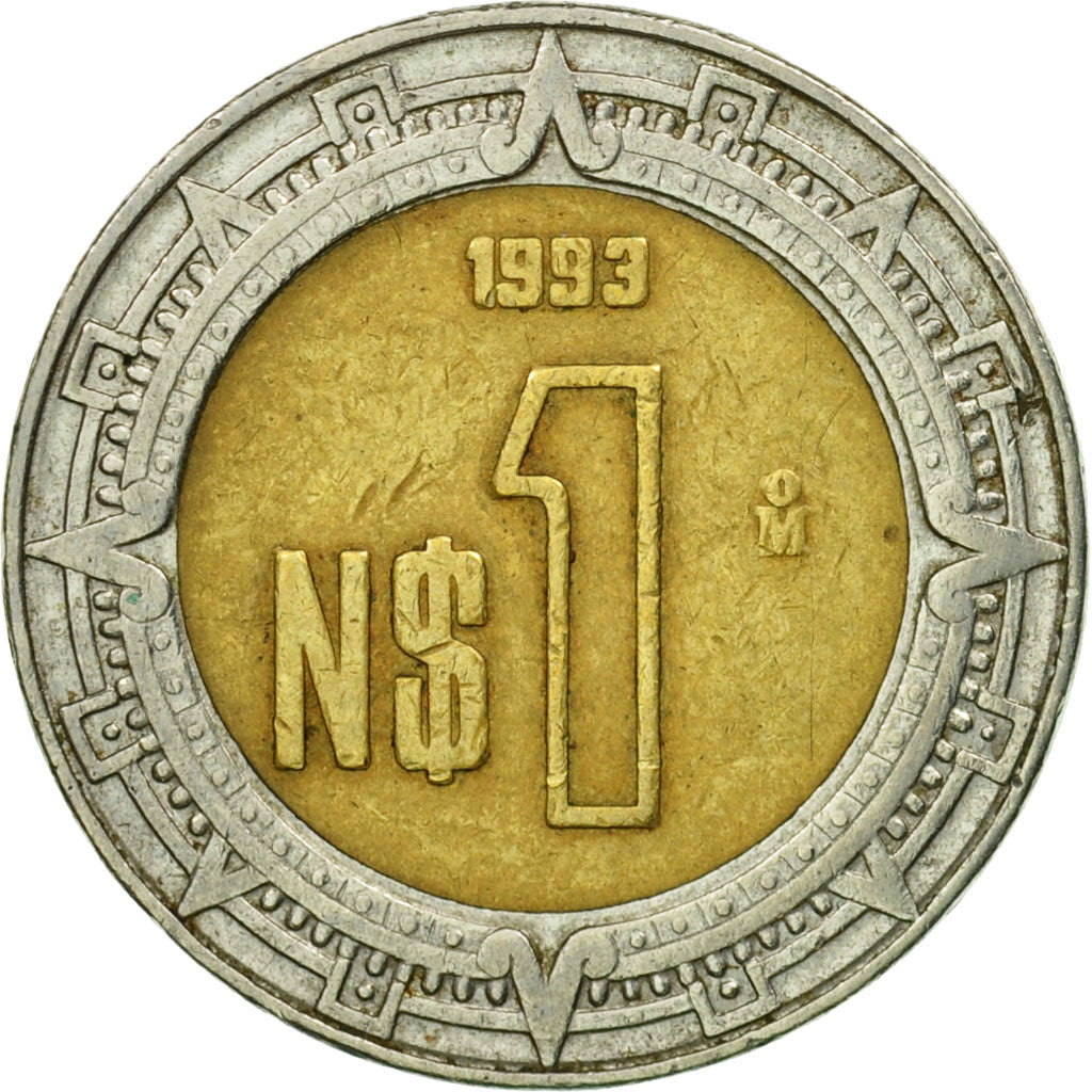 Münze, Mexiko, Nuevo Peso, 1993, Mexico City, S+, Bi-Metallic, KM:550
