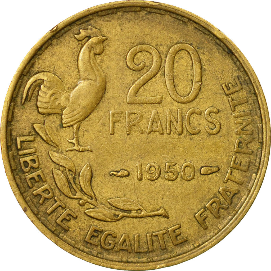 Coin, France, Guiraud, 20 Francs, 1950, Paris, VF(30-35), Aluminum-Bronze