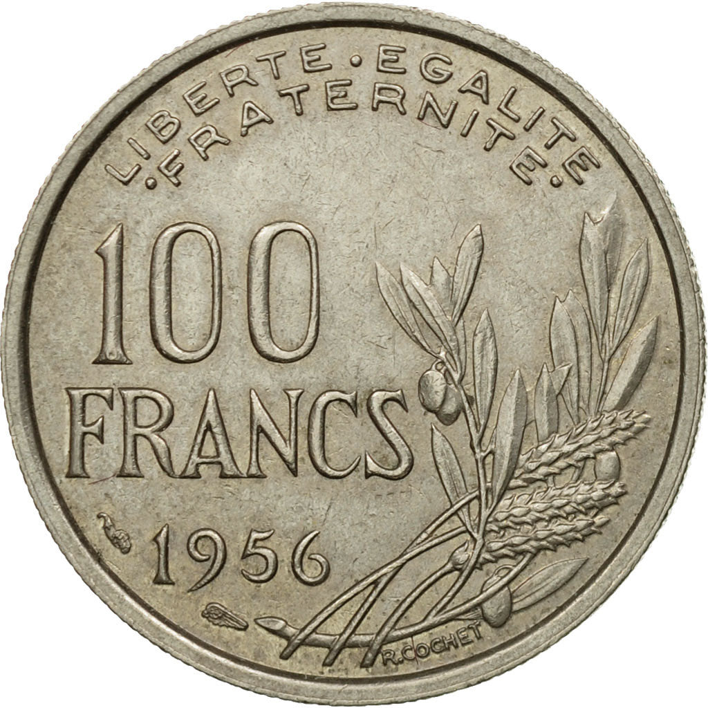 Moneda, Francia, Cochet, 100 Francs, 1956, Paris, MBC, Cobre - níquel