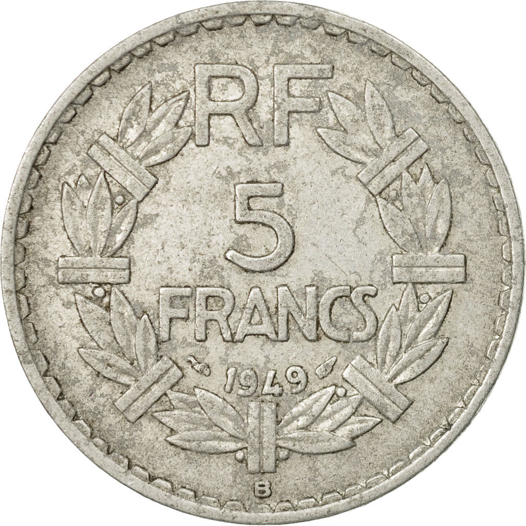 Monnaie, France, Lavrillier, 5 Francs, 1949, Beaumont - Le Roger, TB, Aluminium