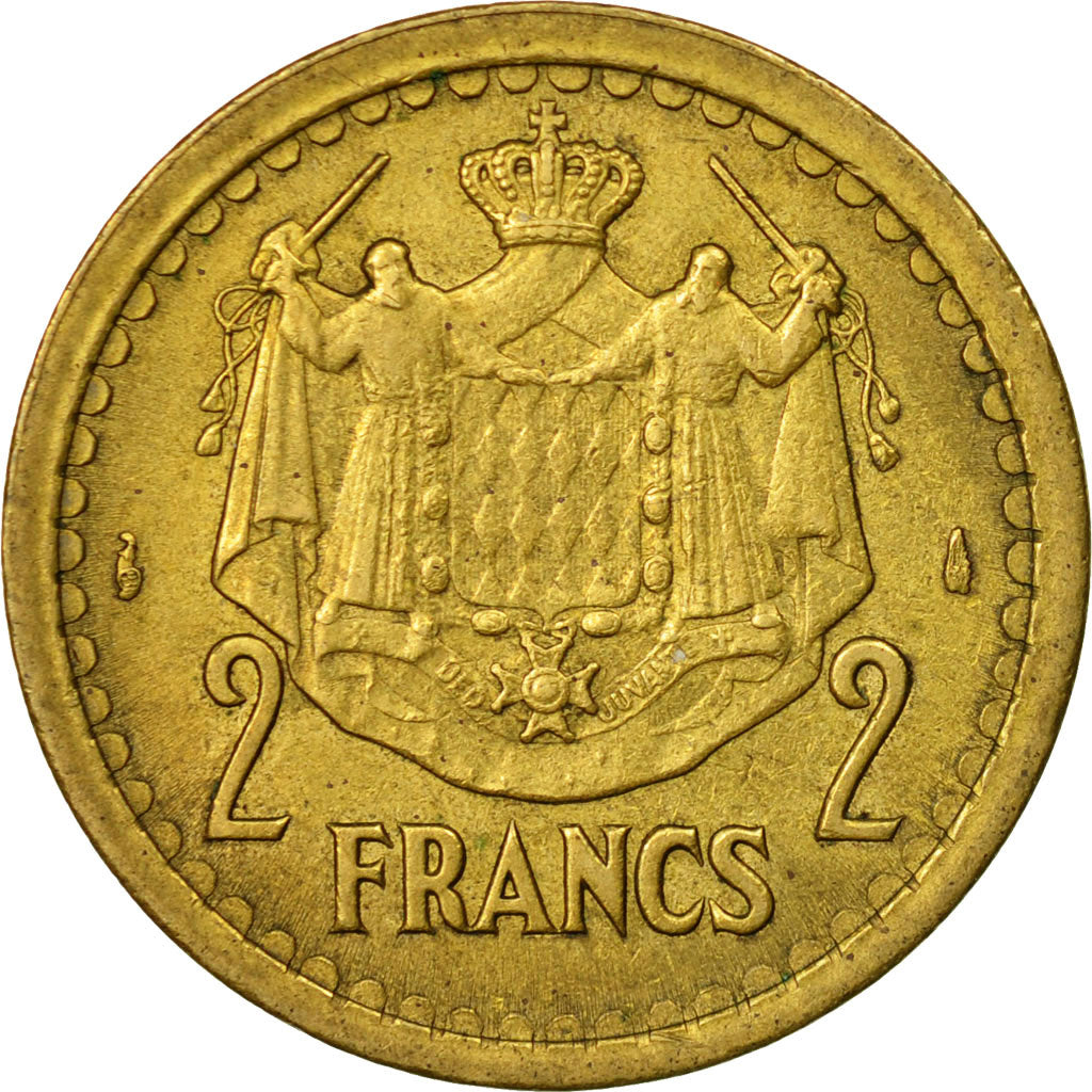 Coin, Monaco, 2 Francs, Undated (1943), Poissy, VF(20-25), Cupro-Aluminium