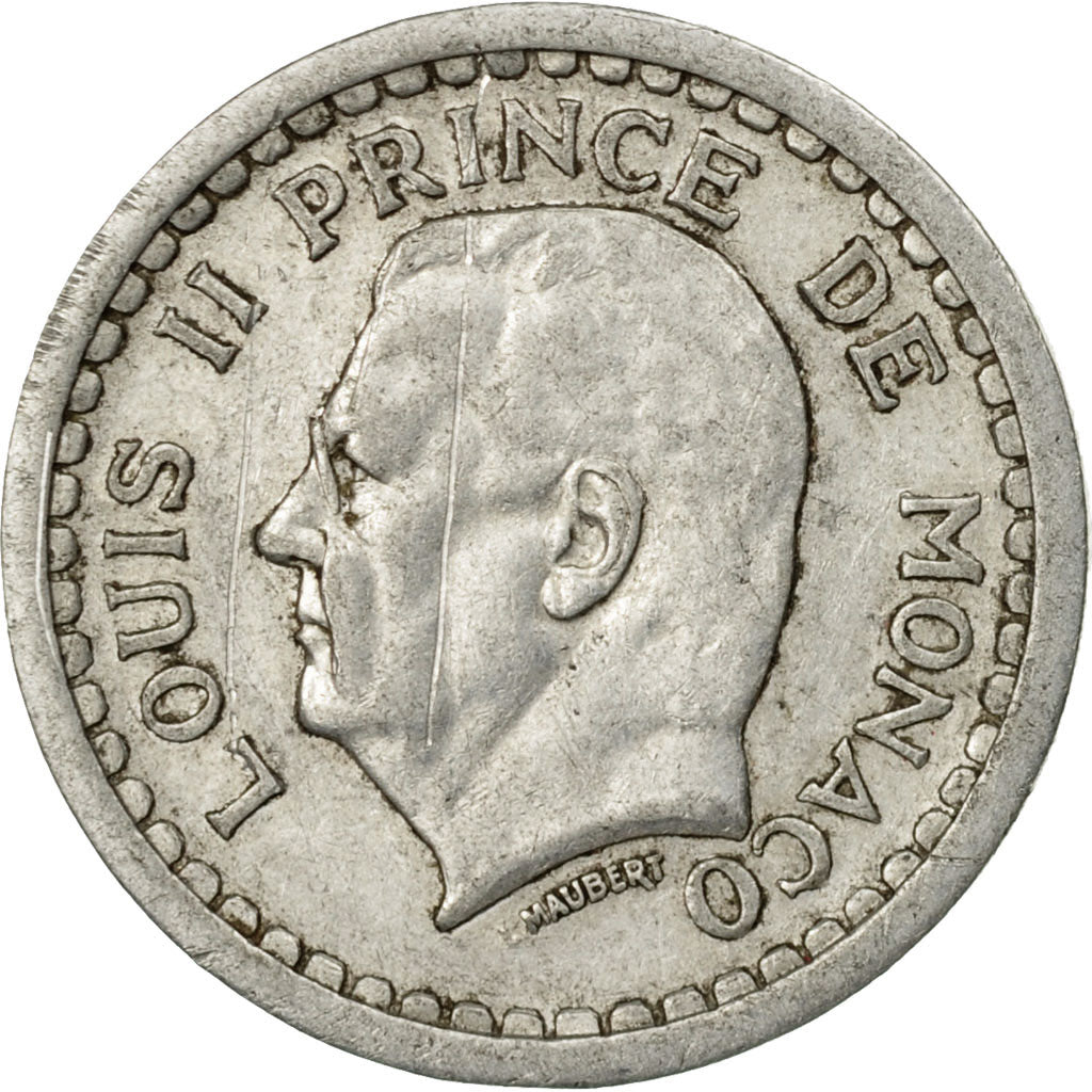 Münze, Monaco, Louis II, Franc, Undated (1943), Poissy, S+, Aluminium, KM:120
