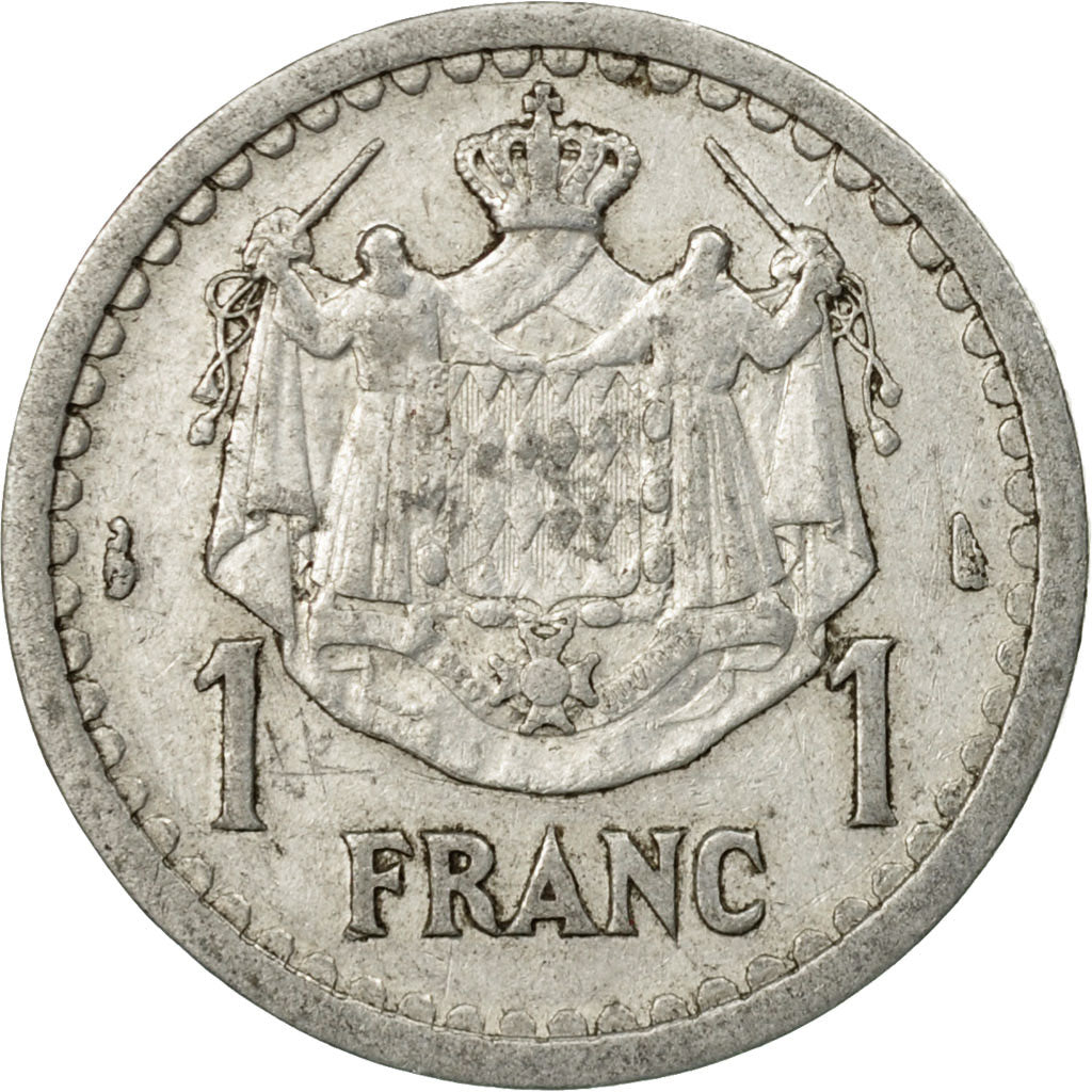 Münze, Monaco, Louis II, Franc, Undated (1943), Poissy, S+, Aluminium, KM:120